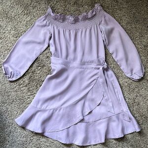 Express Women’s NWT Dusty Lavender Off Shoulder Faux Wrap Dress Size XS